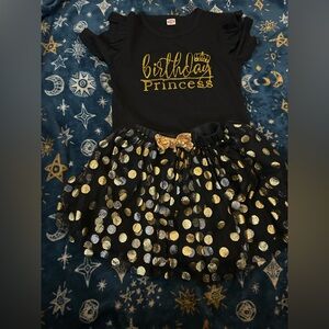 Girls Size 110 (4-5 years) Birthday Princess Black and Gold Kids Costume